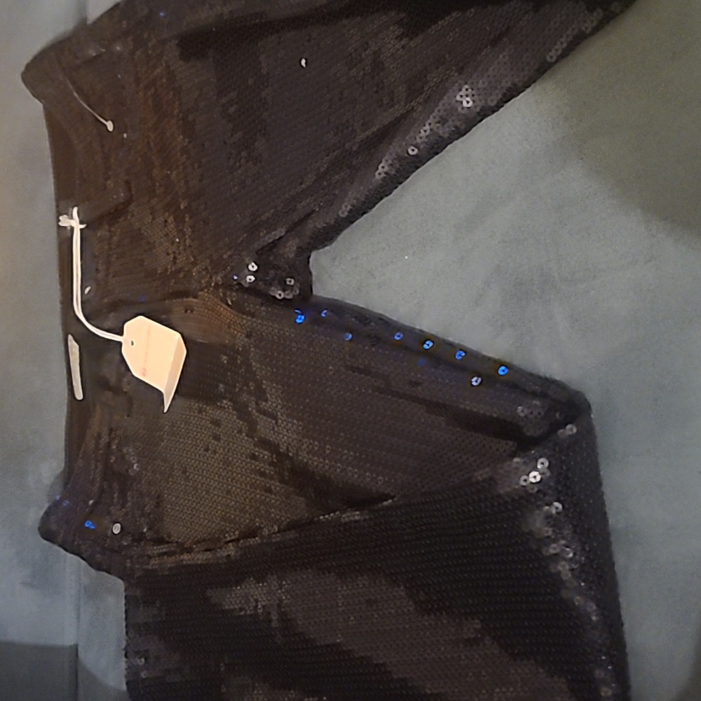 Navy Sequin Skinny Legging Jeans
